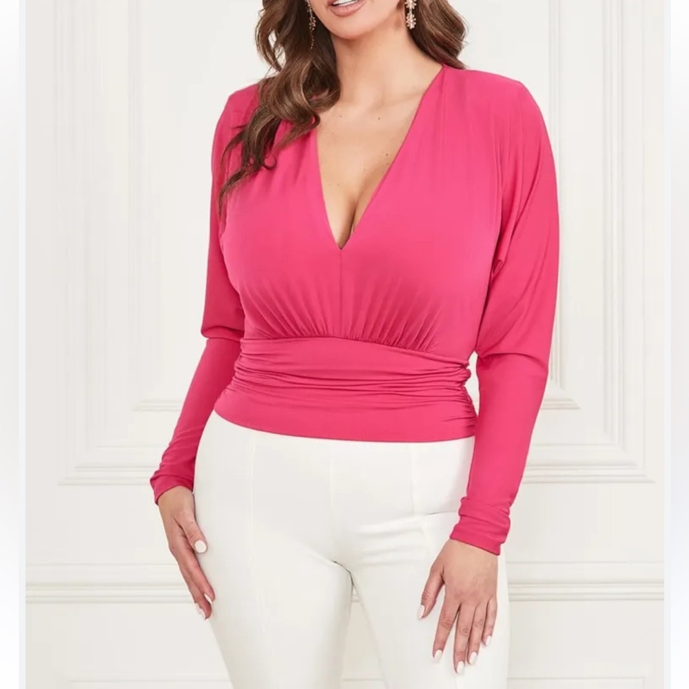 Marciano Pink V-neck Blouse - Size L